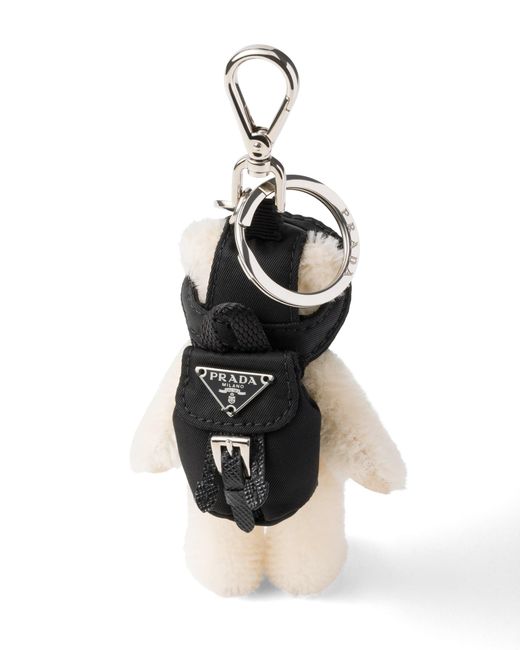 Prada White Teddy Keychain Charm for men