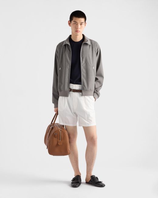 Prada Blue Short-Sleeved Cashmere And Silk Sweater for men