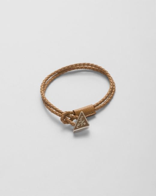 Prada Metallic Braided Nappa Leather Bracelet for men