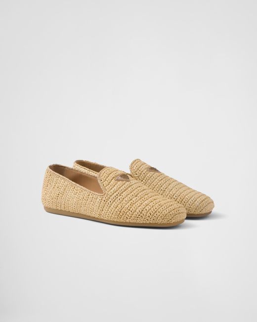 Prada White Crochet Slip-On Shoes for men