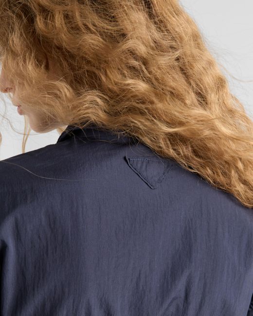 Robe À Manches Courtes En Pongé Technique Prada en coloris Blue