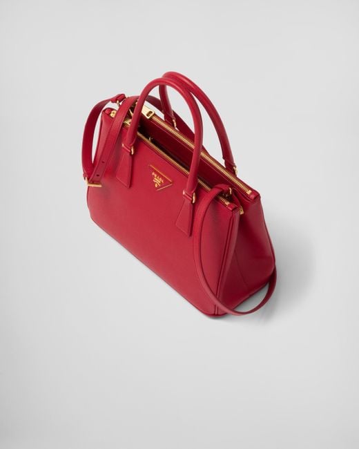 Prada Red Mittelgroße Galleria Tasche Aus Saffiano-leder