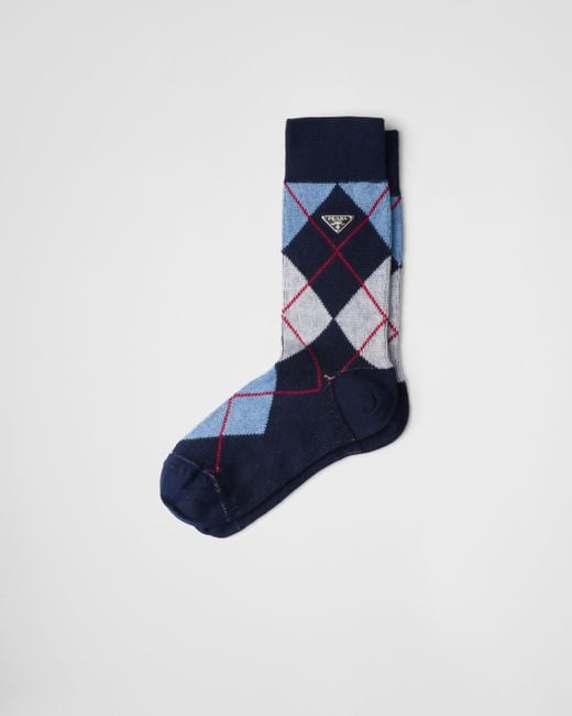 Prada Cotton Socks in Blue | Lyst