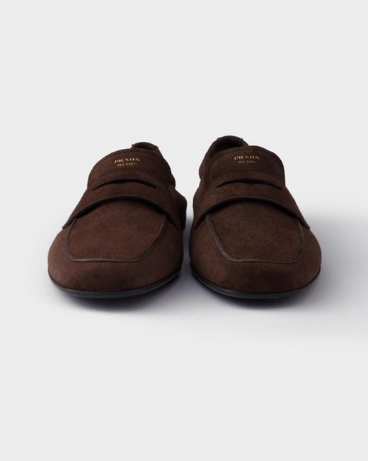 Prada Brown Braune Wildleder-Mokassins