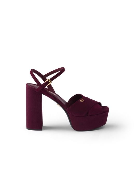 Prada Purple Suede Platform Sandals