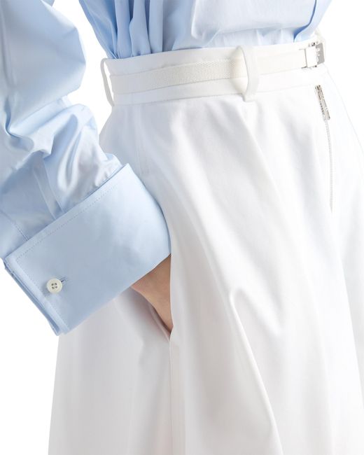 Prada White Chino Midi-Skirt With Zipper