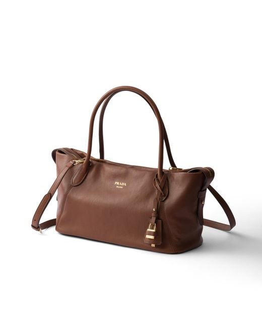 Prada Brown Ouvert Large Leather Tote Bag