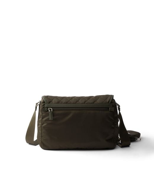 Prada Black Large Quilted Re-Nylon Shoulder Bag With Saffiano Trim