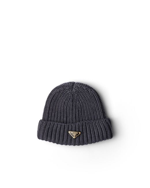 Prada Blue Strickmütze Aus Wolle, Damen, Größe