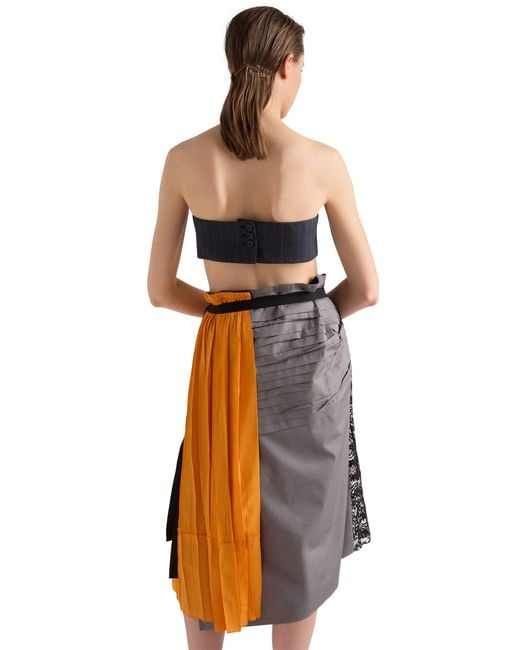 Prada Orange Technical Taffeta Patchwork Skirt