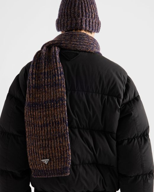 Prada Brown Wool And Cashmere Scarf for men