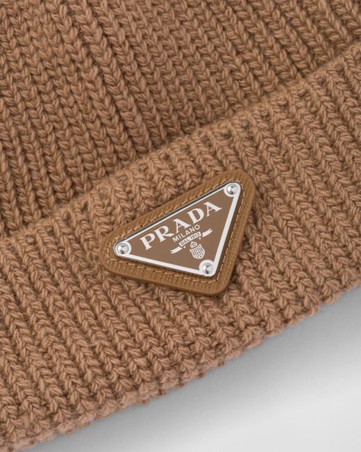 Prada Brown Wool And Cashmere Beanie for men