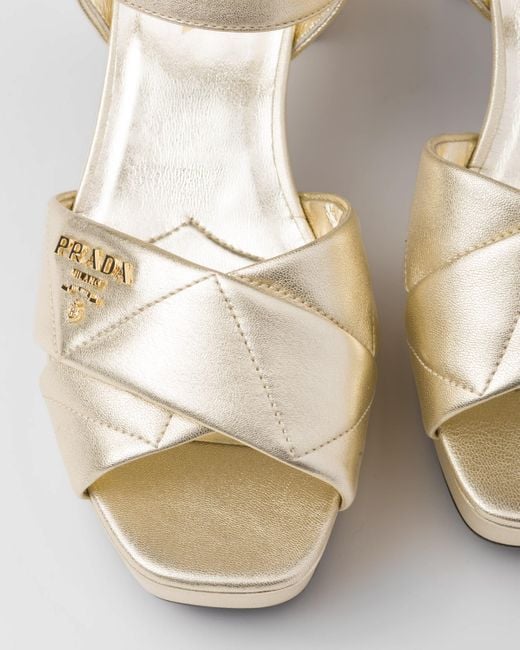 Prada Metallic Quilted Nappa Leather Platform Sandals