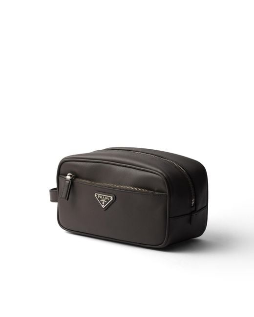 Prada Black Saffiano Leather Travel Pouch for men