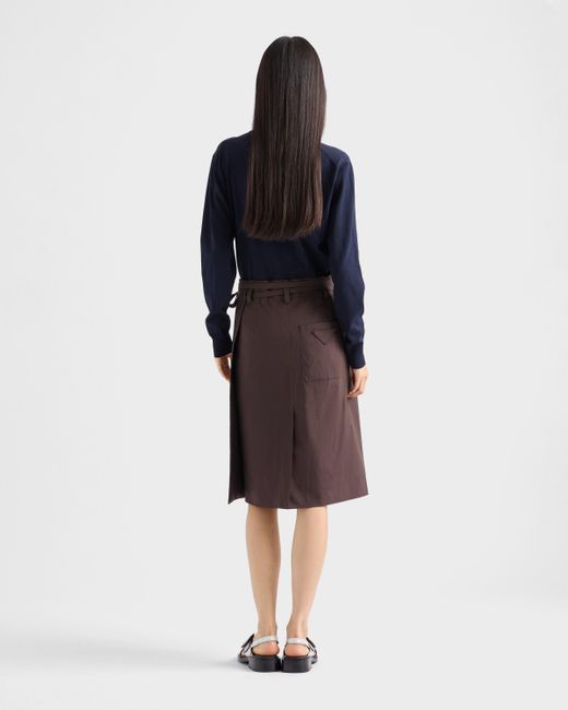 Prada Poplin Wrap Skirt in Brown | Lyst