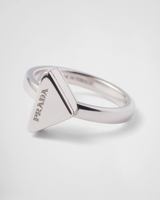 Prada White Ring Aus Metall