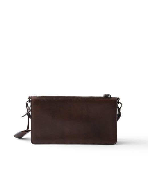 Prada Brown Leather Pouch for men