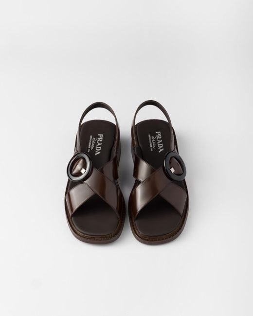 Prada Multicolor Brushed Leather Sandals With Buckle