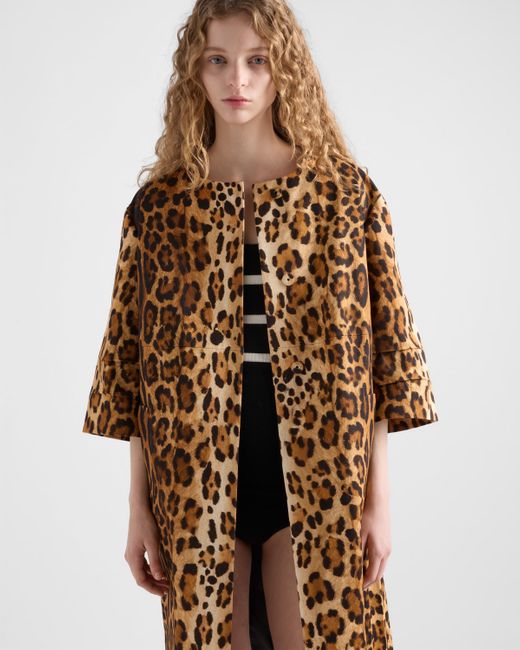 コート Prada Single-breasted overcoat in animalier drill Prada Single-Breasted Animal Print Drill Coat in Natural | Lyst