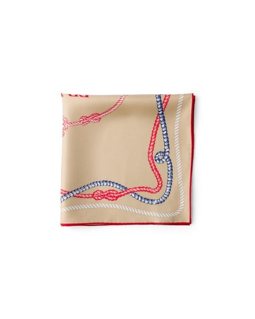 Prada White Printed Silk Twill Scarf 55 Camel