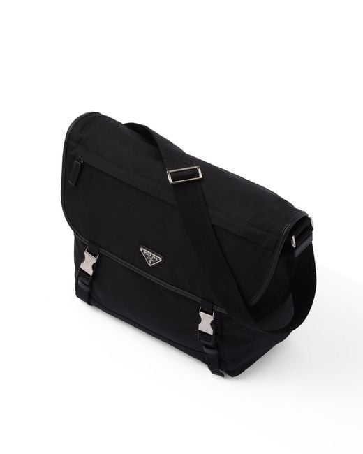 Prada Black Re-nylon And Saffiano Leather Shoulder Bag for men