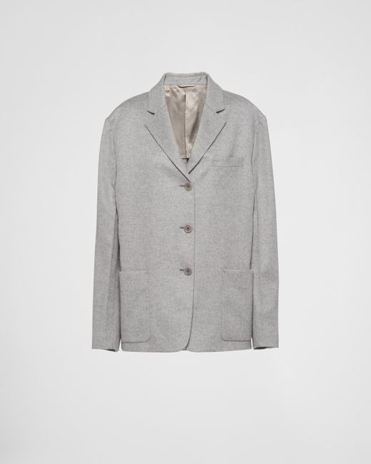 Prada Gray Single-Breasted Cashmere Jacket
