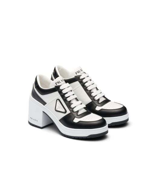 Prada Downtown Sneaker Aus Leder Mit Hohem Absatz in Weiß | Lyst DE