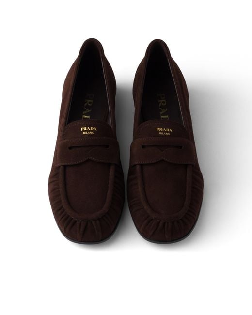 Prada Brown Suede Loafers