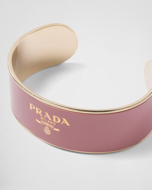 Prada Pink Enameled Metal Cuff Bracelet