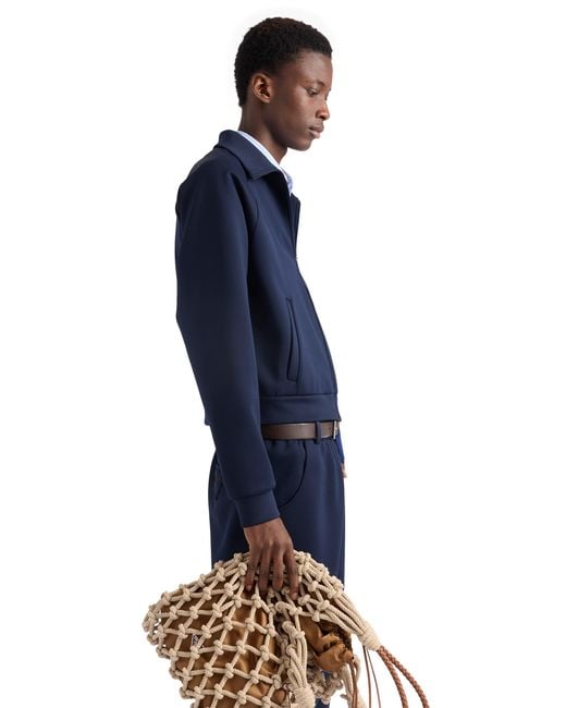 Prada Blue Zippered Technical Fabric Jacket for men