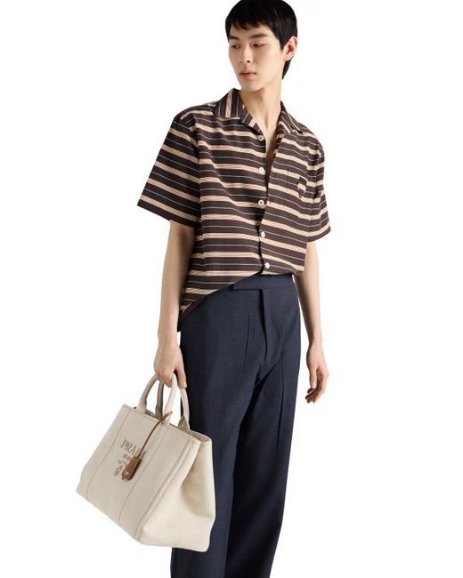 Camisa De Bolera De Algodón A Rayas, Hombre, Talla Prada de hombre de color Brown