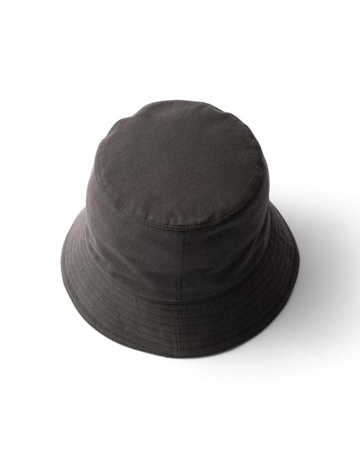 Prada Black Old Gabardine Bucket Hat for men