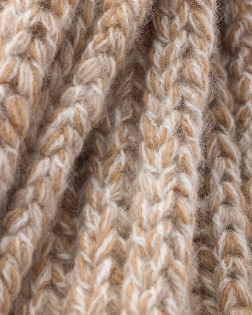 Prada White Wool And Mouliné Cashmere Scarf, Desert/Camel
