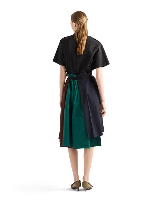 Prada Black Rush Stitch Fabric Patchwork Skirt