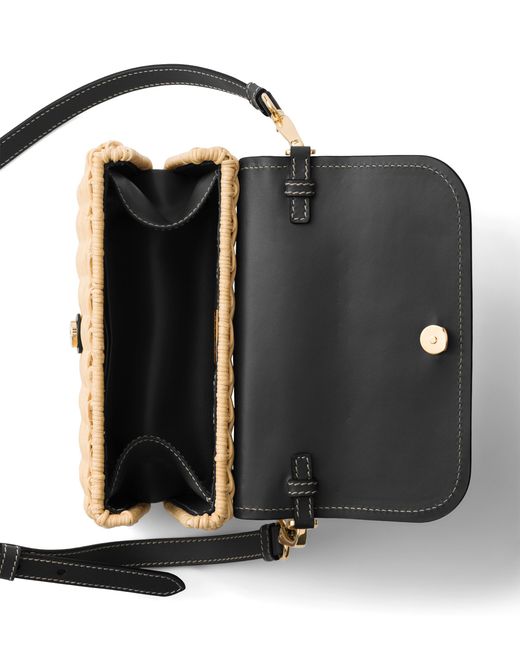Prada White Small Wicker And Leather Shoulder Bag