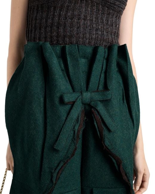 Prada Green Shetland Wool Midi Skirt