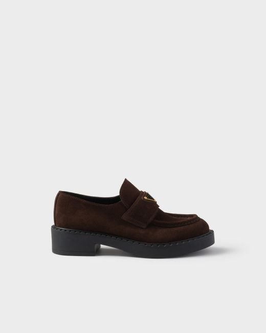 Prada Brown Chocolate Suede Loafers