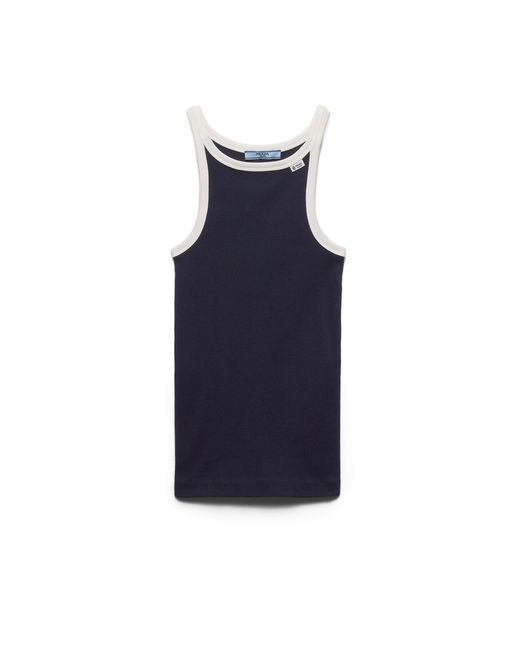 Prada Blue Ribbed Knit Tank Top