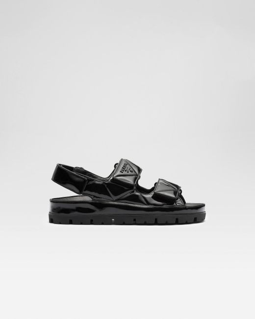 Prada Black Patent Leather Sandals