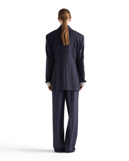 Prada Blue Wool Pinstripe Pants