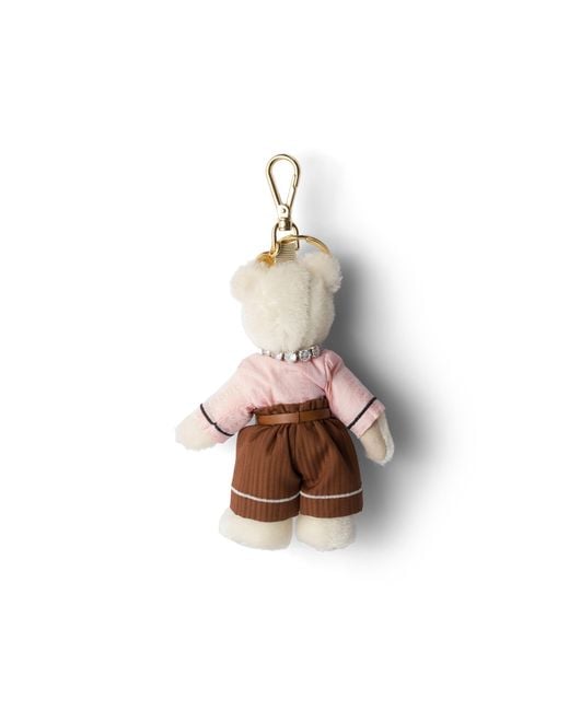 Prada White Teddy Bear Keychain Charm