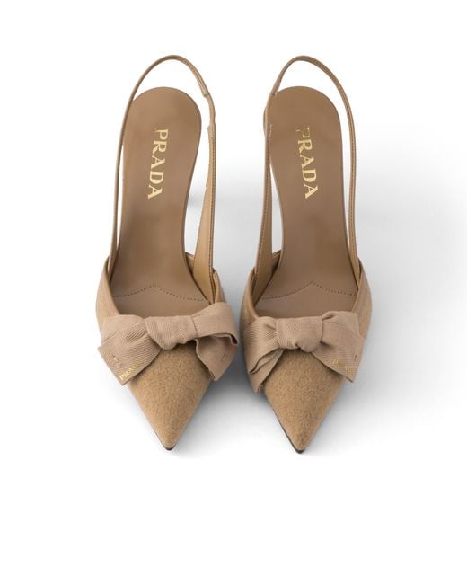 Prada White Fabric Slingback Pumps