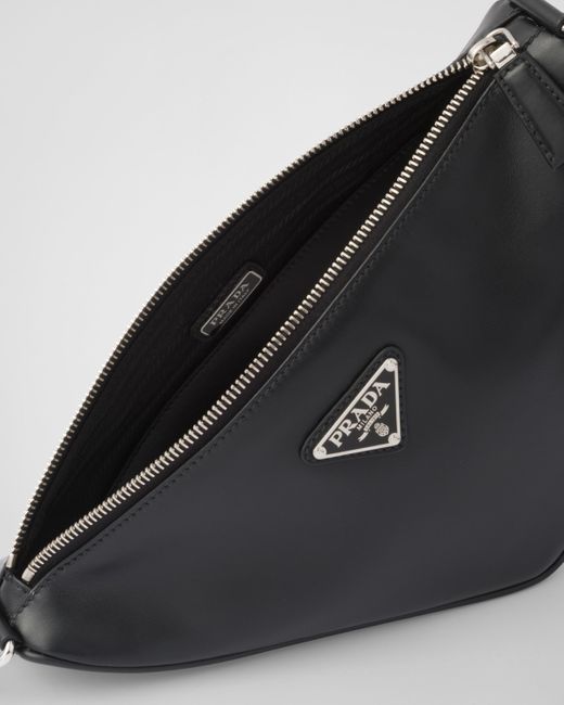 Prada Black Triangle Leather Bag for men