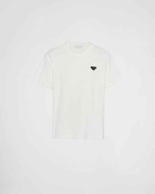 T-shirt In Spugna di Prada in White da Uomo