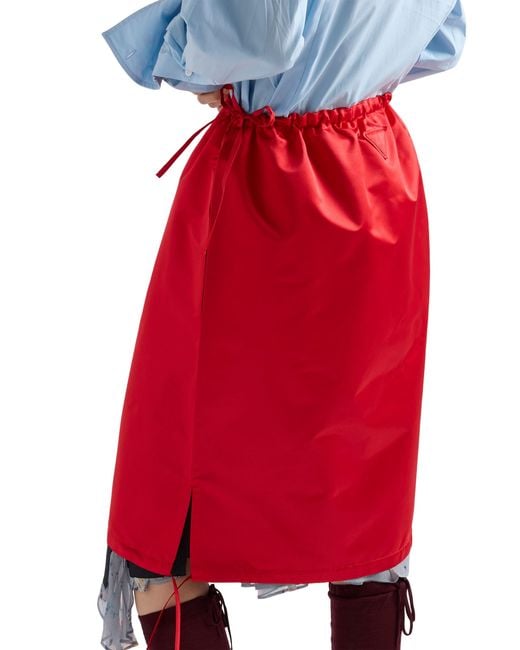 Prada Red Satin Skirt