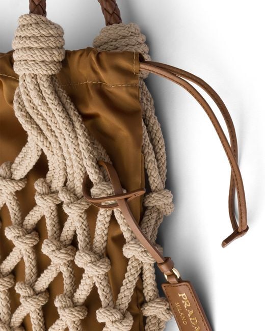 Prada Brown Noué Medium Cotton Macramé Bag