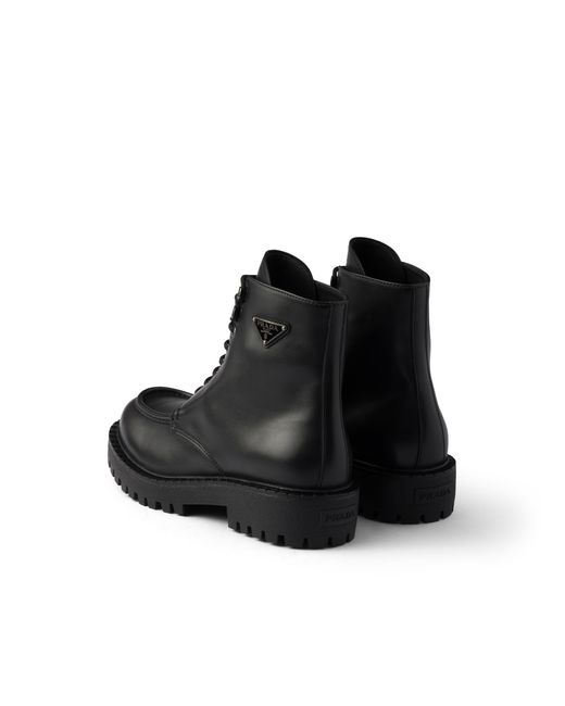 Prada Black Laced Leather Booties for men