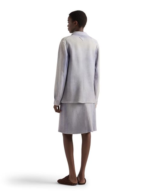 Prada Gray Suede Caban Jacket, Sky