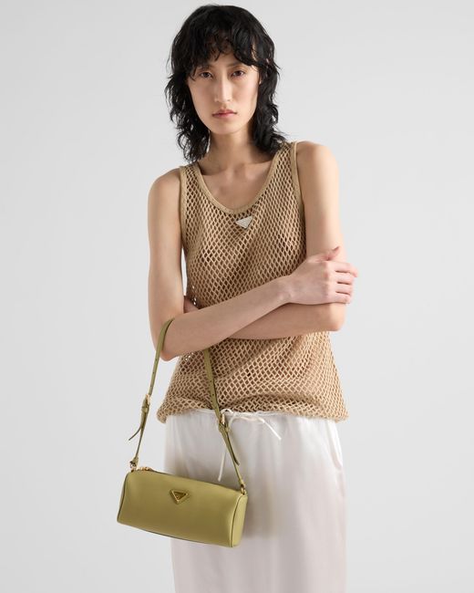 Prada Natural Sleeveless Cotton Mesh Top