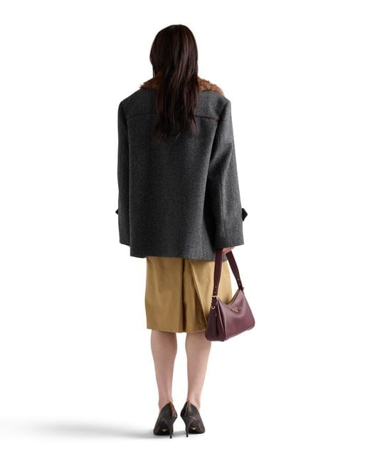 Prada Natural Pleated Technical Fabric Skirt